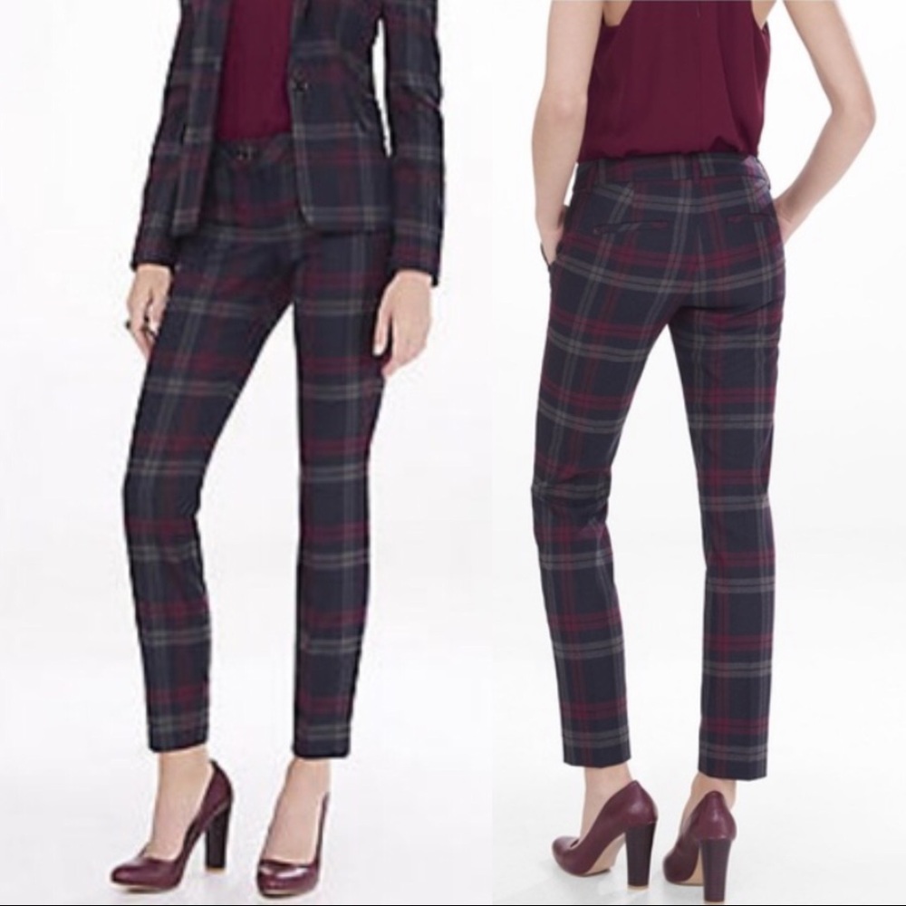 Express columnist Berry plaid high ankle pants